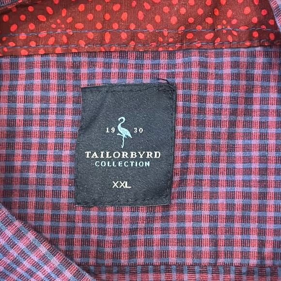 Tailorbyrd Men's Cotton Stretch Long Sleeve Shirt Red Navy Size XXL - Picture 8 of 10